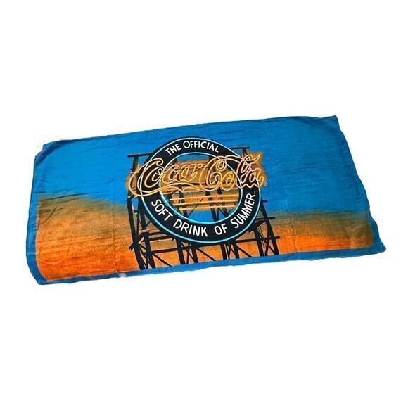 Vintage Coca Cola Summer Beach towel NEW with tag 1989 pool coke 80s - Picture 2 of 7